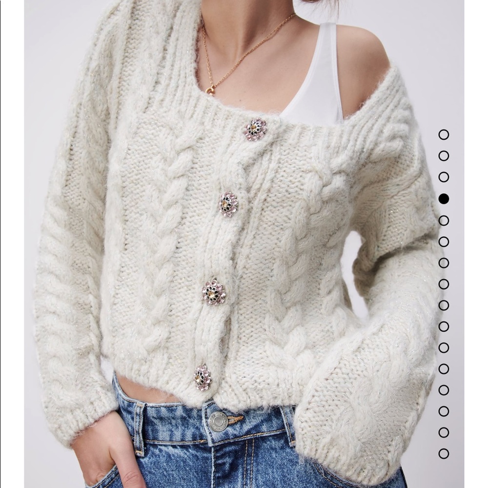 Zara jewel button sweater NWT